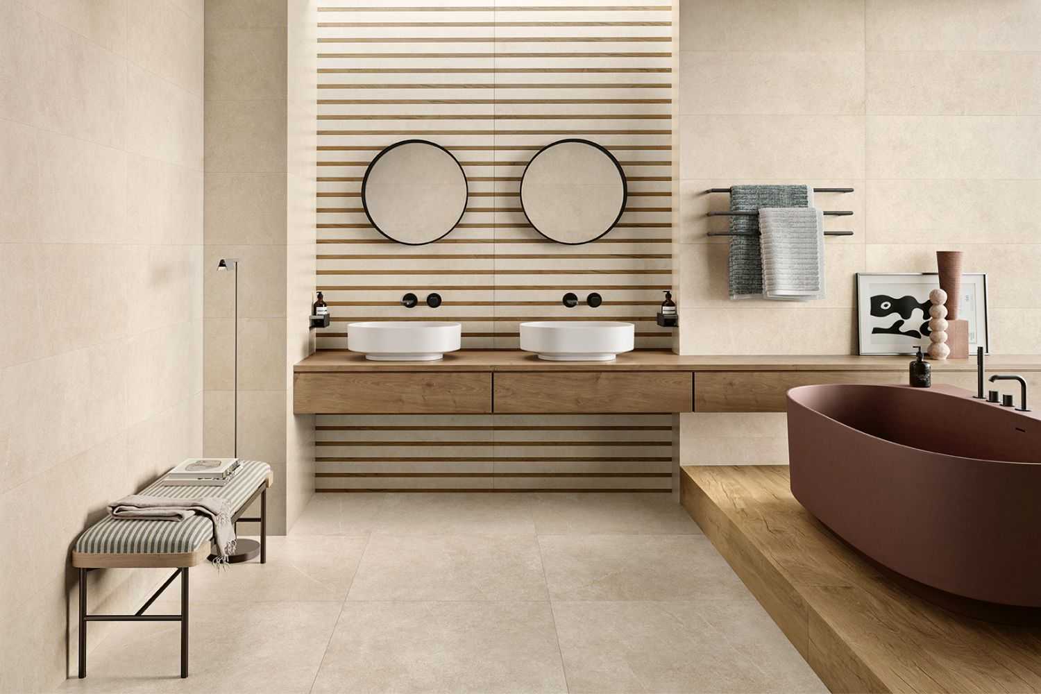 Wandfliese Steinoptik beige Sense Beige 35x100cm