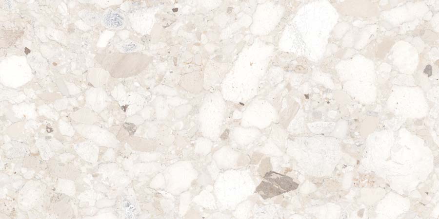 Terrassenplatte Terrazzo-Steinoptik creme 60x120 cm "Venistone Ivory" Feinsteinzeug 2 cm rektifiziert
