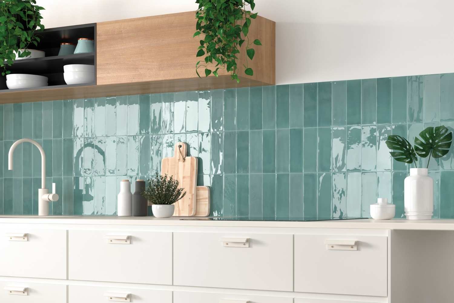 Fliese unregelmäßige Oberfläche 7,5x23 cm "Marrakesh Glow Turquesa" türkis glänzend