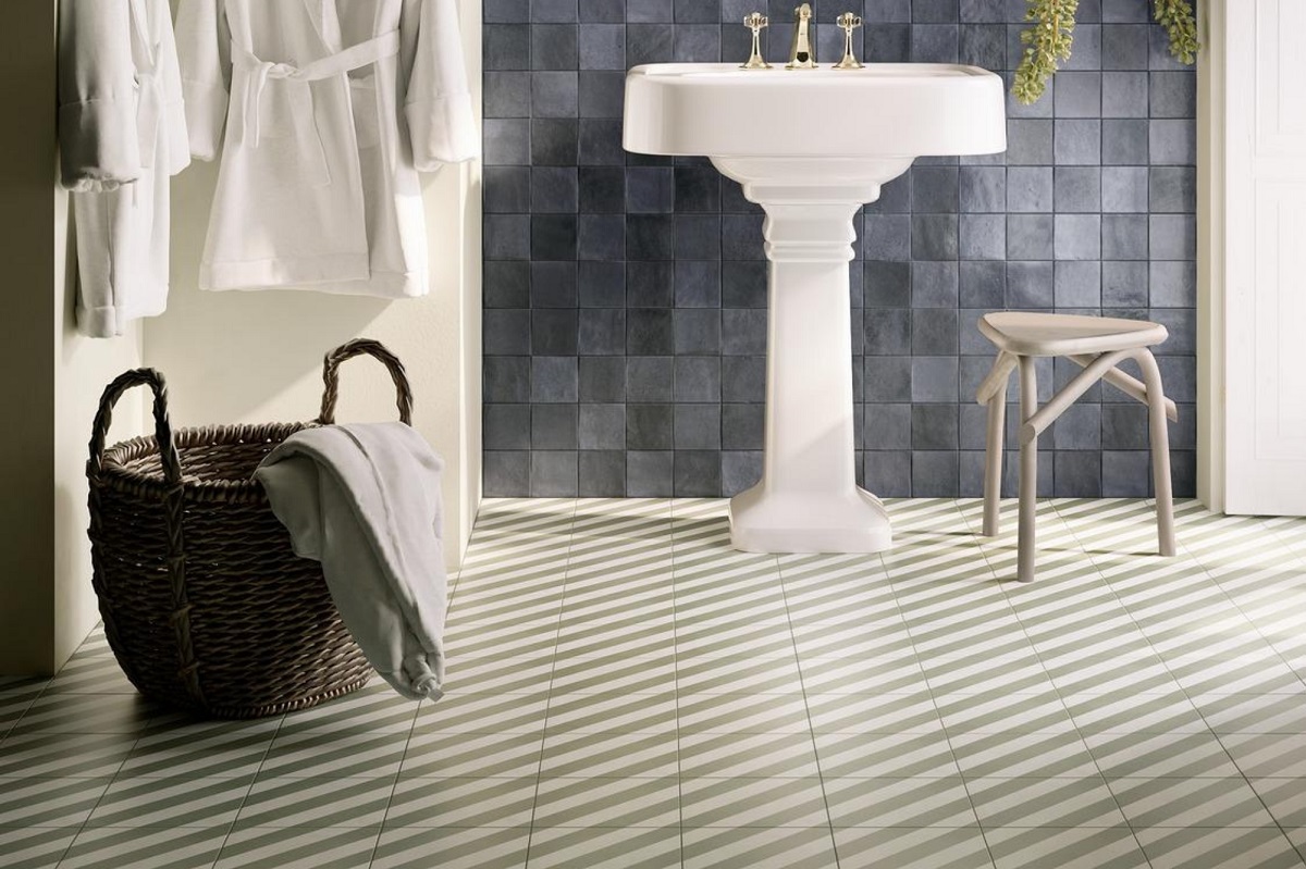 Fliese Patchwork Dekor Zementoptik grün weiß Contrasti Tappeto 10 Ragno by Marazzi