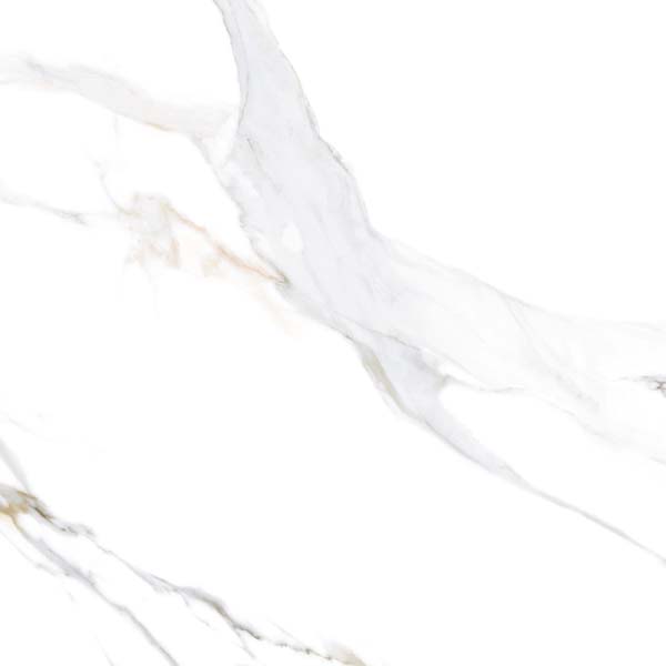 Fliese Marmoroptik weiß gold 60x60 cm marmoriert "Aurora Gold" glänzend rektifiziert