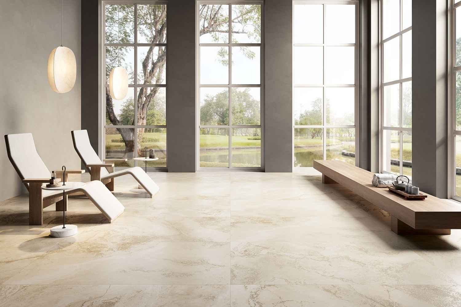 Fliese Naturstein-Optik beige seidenmatt "Touch Stone Gold" COEM Rektifiziertes Feinsteinzeug