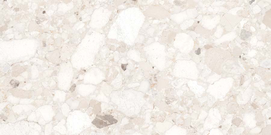 Terrassenplatte Terrazzo-Steinoptik creme 60x120 cm "Venistone Ivory" Feinsteinzeug 2 cm rektifiziert
