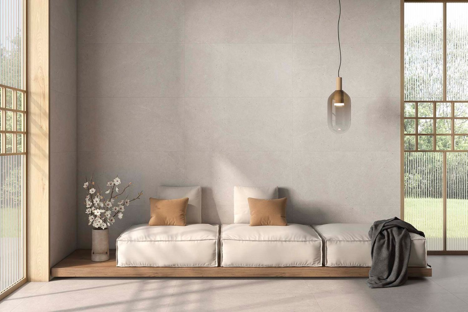 Fliese Kalkstein-Optik weiß matt "Serenna White" Feinsteinzeug rektifiziert