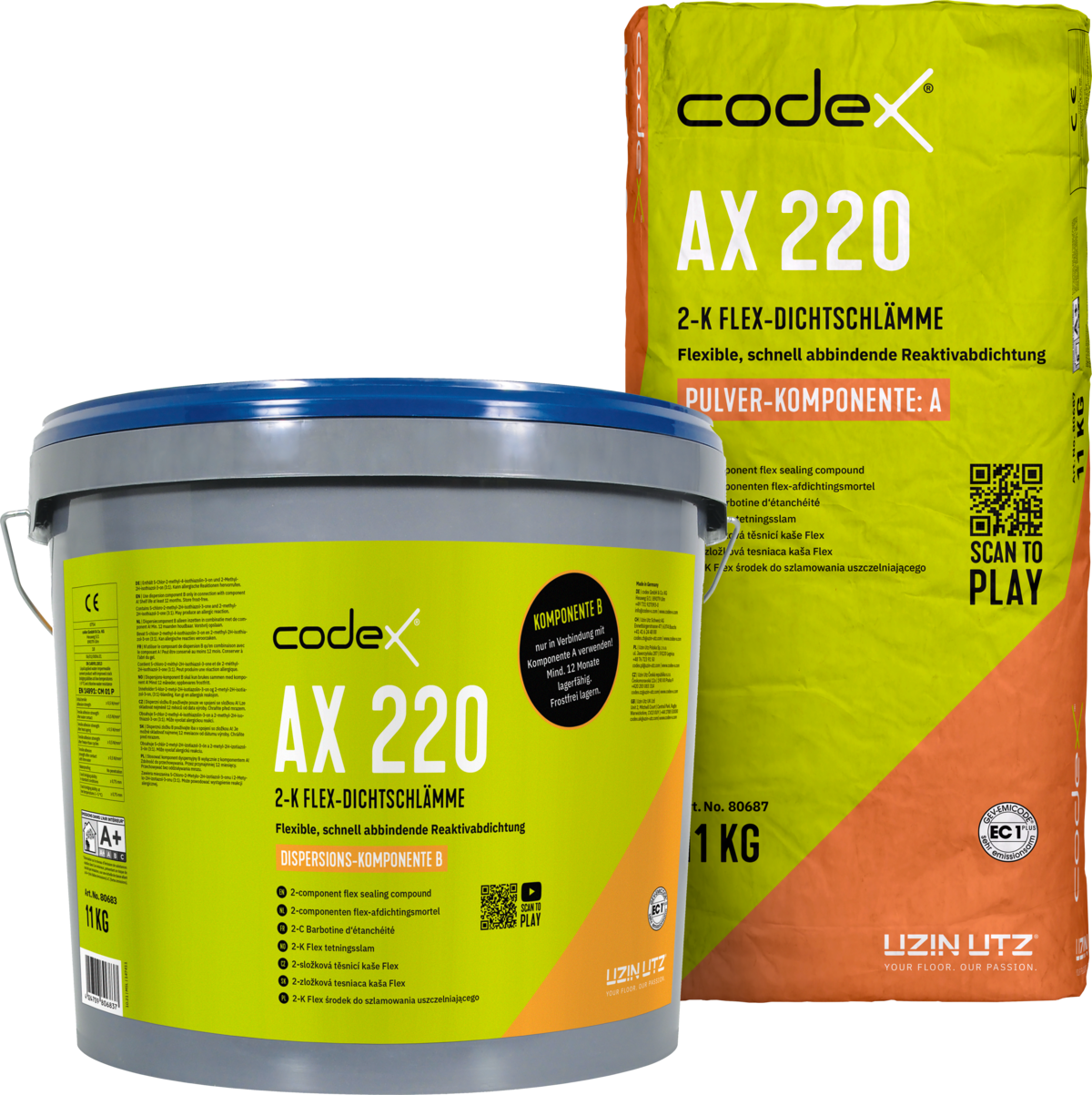 2K Dichtschlämme für Innen & Außen "Codex AX 220" Flex-Dichtungsschlämme flexibel 22 kg