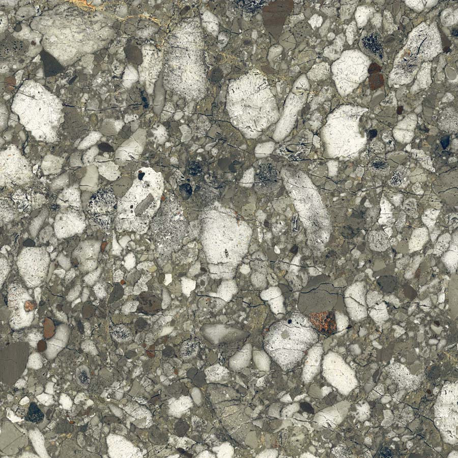 Fliese Terrazzo-Steinoptik grün glänzend 120x120 cm "Veni Emerald" rektifiziert