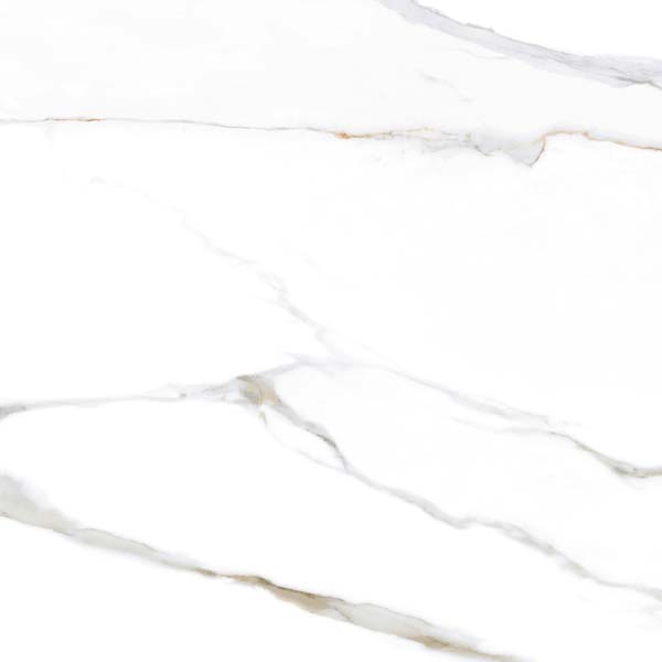 Fliese Marmoroptik weiß gold 60x60 cm marmoriert "Aurora Gold" glänzend rektifiziert