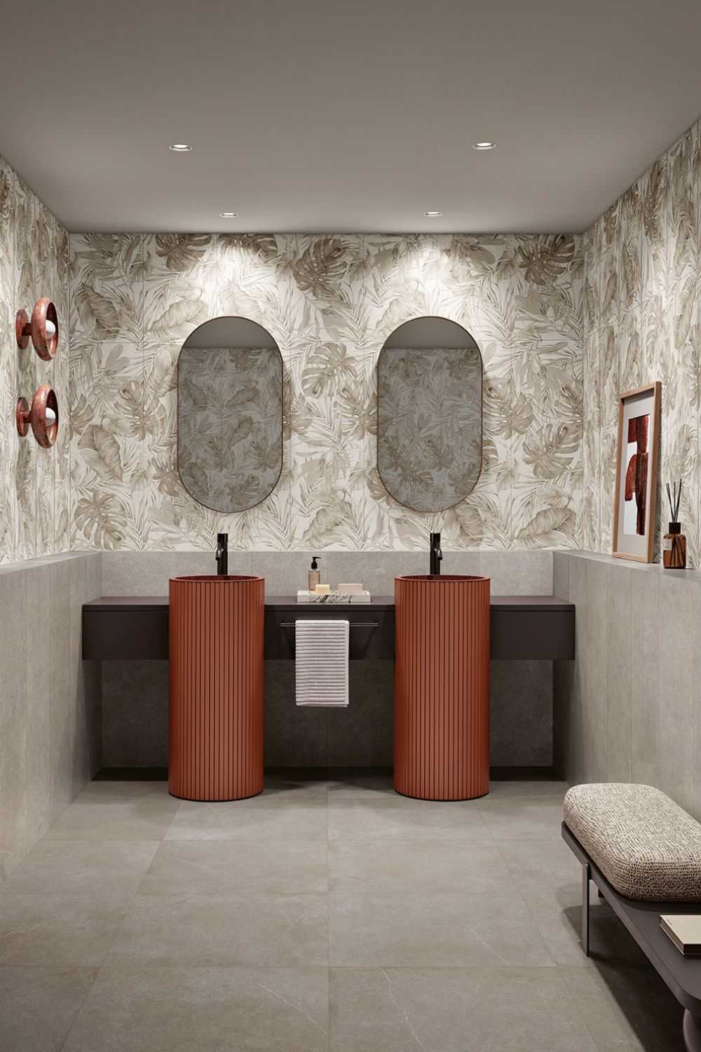 Wandfliese Exotische Pflanzen-Dekor beige "Exotic" 35x100cm