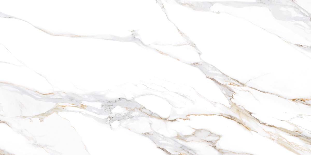 Fliese Marmoroptik weiß gold 60x120 cm marmoriert "Aurora Gold" matt rektifiziert