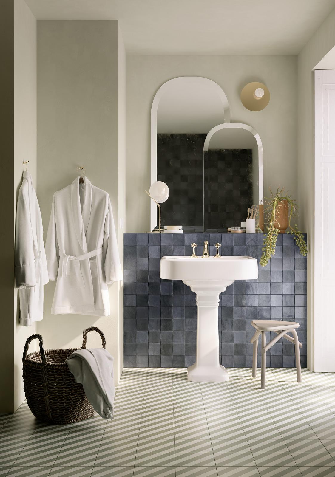 Fliese Patchwork Dekor Zementoptik grün weiß Contrasti Tappeto 10 Ragno by Marazzi