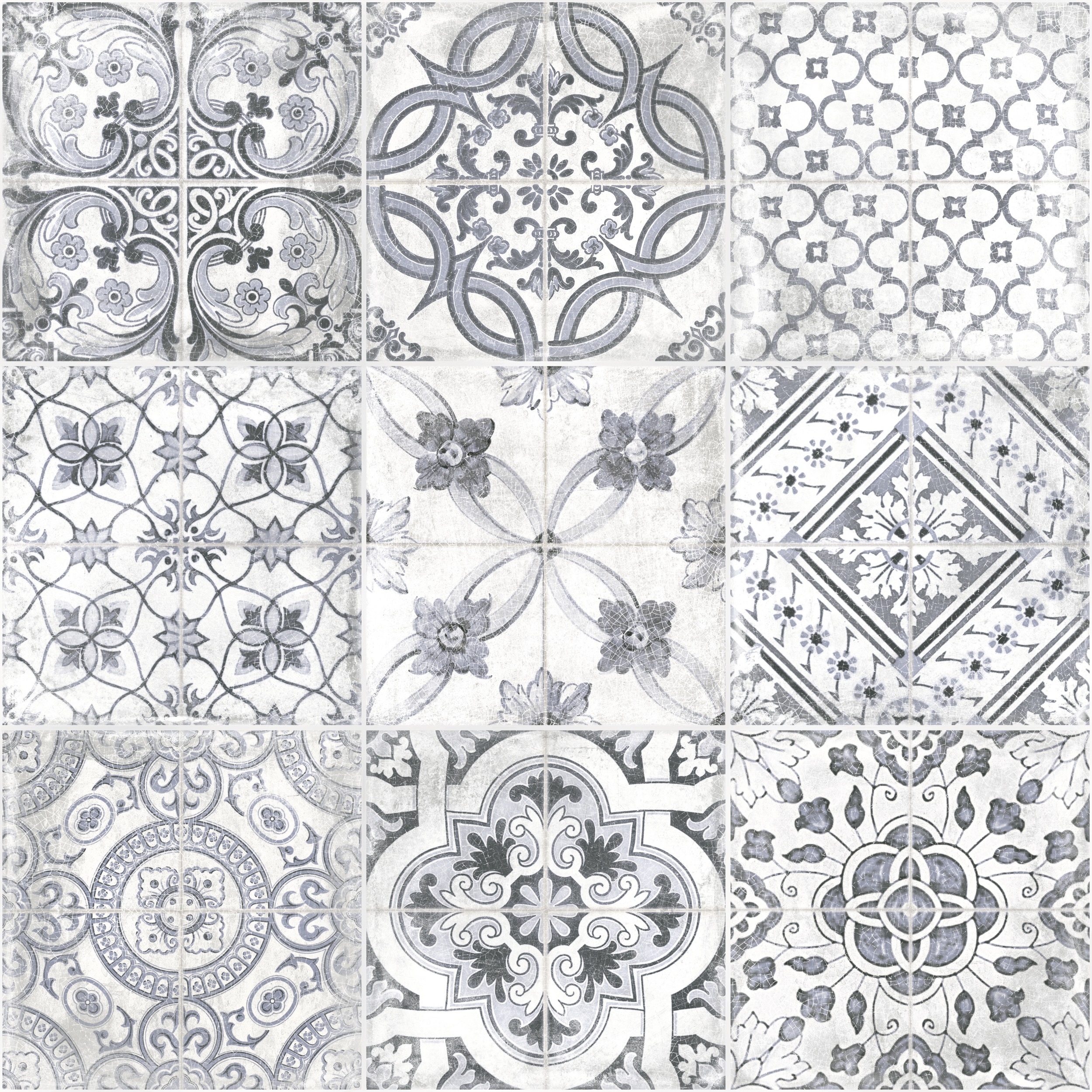 Fliese Retro-Vintage-Optik Manises für Fliesenspiegel oder Küche grau blau