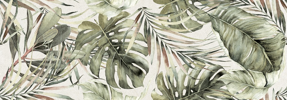 Wandfliese Exotisch Pflanzen-Dekor 35x100 cm grün "Exotic Green"