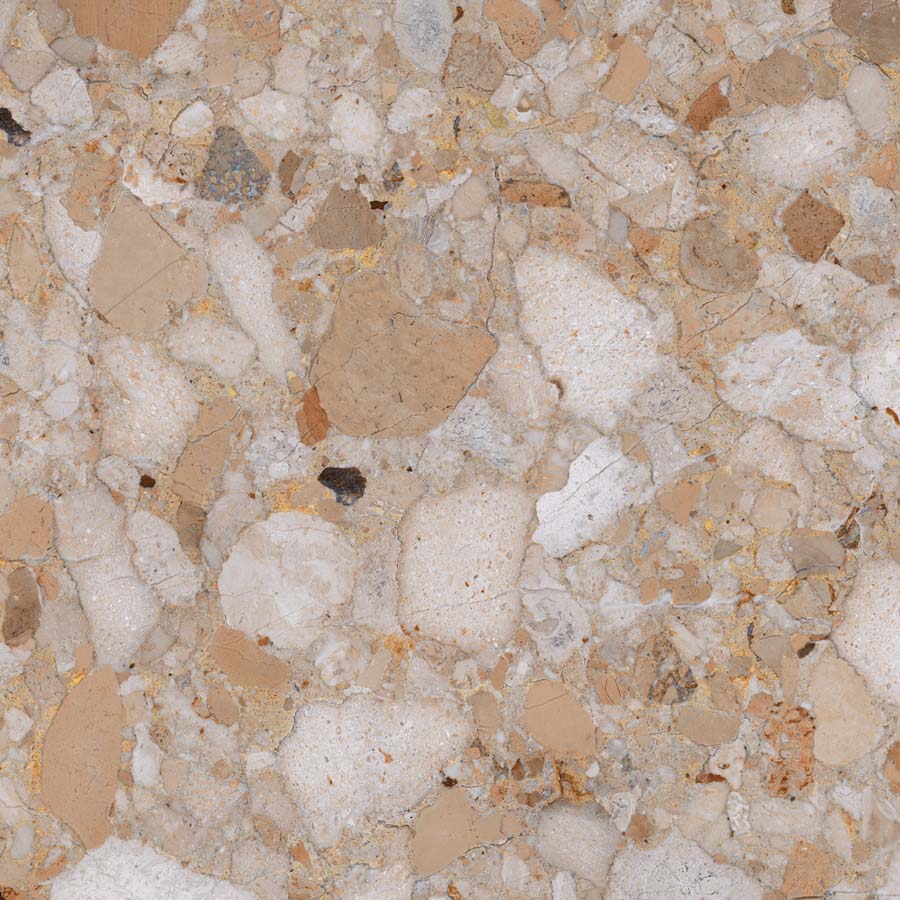 Fliese Terrazzo-Steinoptik beige glänzend 60x60 cm "Veni Gold" rektifiziert