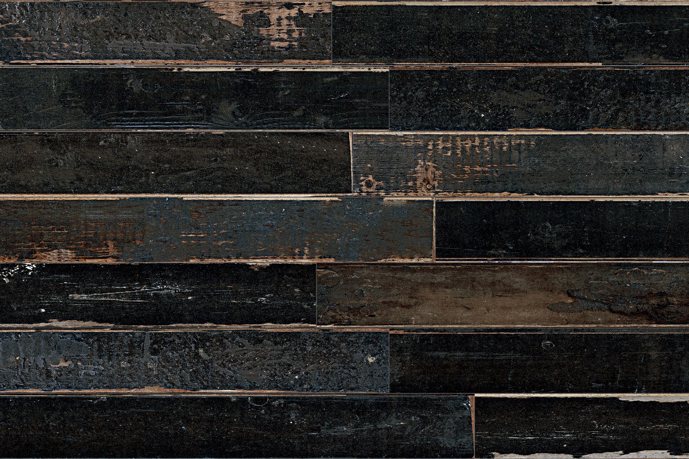 Fliese Vintage Holzoptik Blendart Dark Sant Agostino 15x120 cm Bodenfliese rustikal Scrapwood schwarz-braun