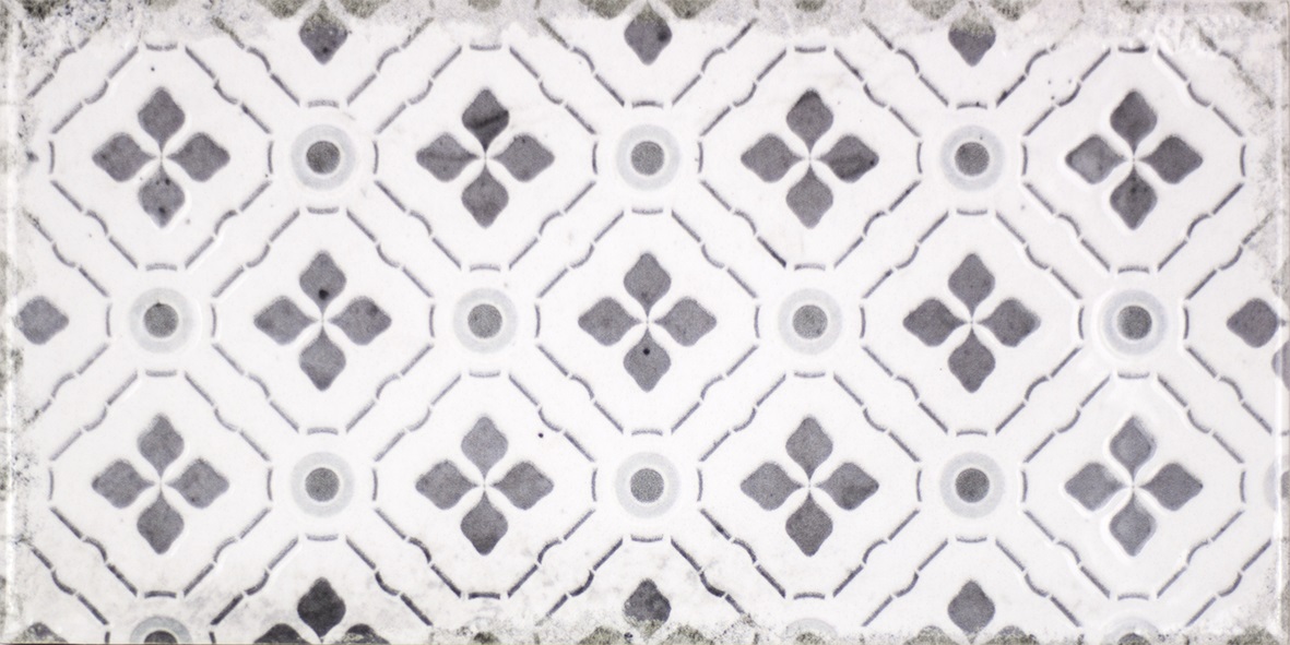 Dekorfliese Mix mediterran Retro Vintage grau glänzend Vita Nebbia Decor Mix Fabresa