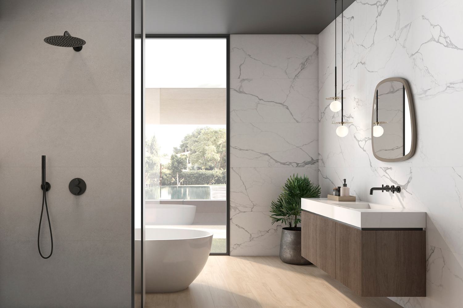 Fliese weiß marmoriert Calacatta-Marmoroptik matt 60x120 cm "Artemisa Blanco" rektifiziert