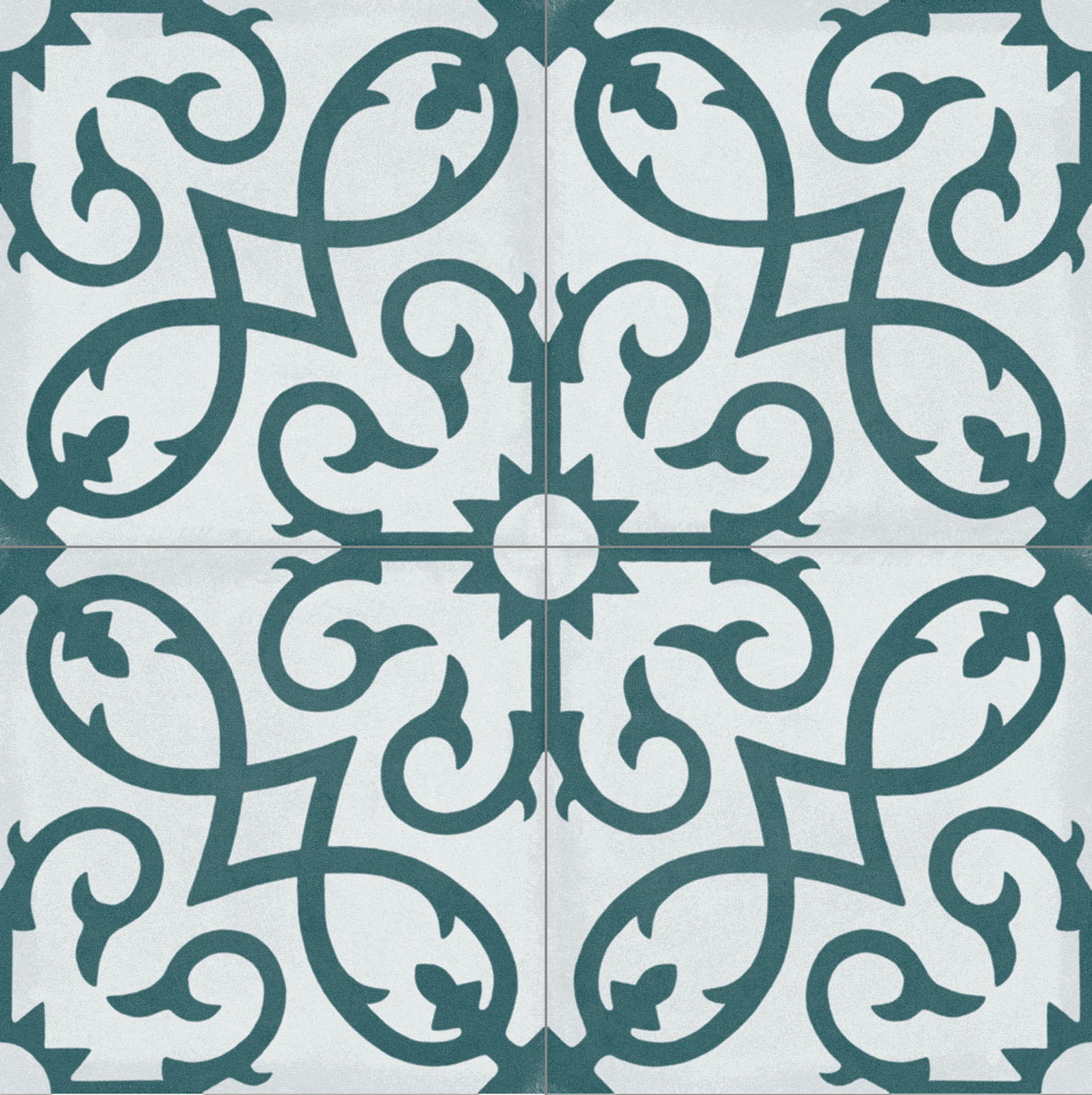 Fliese Patchwork Dekor Zementoptik petrol blau weiß Contrasti Tappeto 12 Ragno by Marazzi-