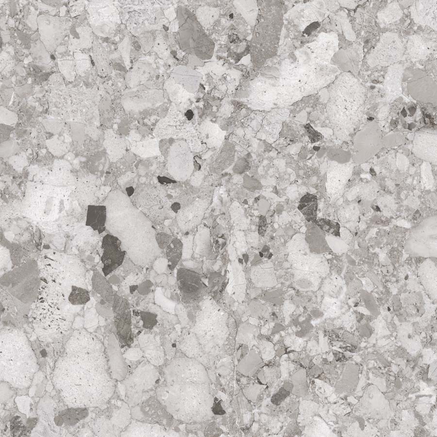 Fliese Terrazzo-Steinoptik grau matt 60x60 cm "Venistone Grey" rektifiziert