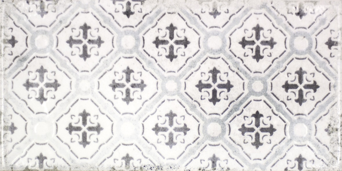 Dekorfliese Mix mediterran Retro Vintage grau glänzend Vita Nebbia Decor Mix Fabresa