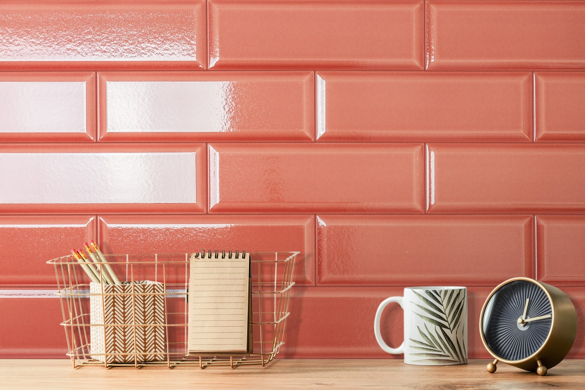 Metro Fliese krakeliert Craquelé Krakelee koralle orange glänzend Facettenfliese Havana