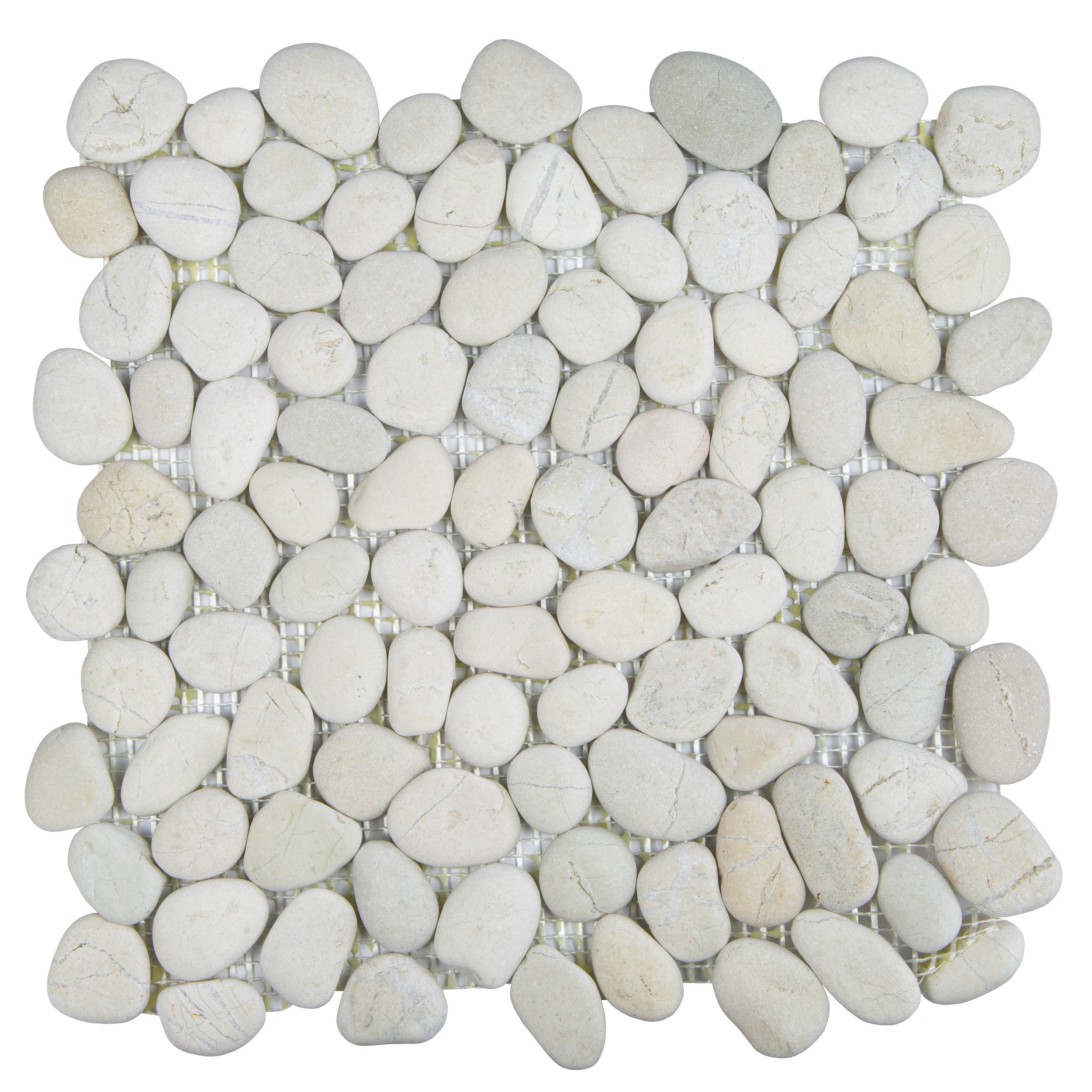 Mosaik Kiesel Flusskiesel Steine echter Stein Naturstein Küche Mosaikfliesen weiß