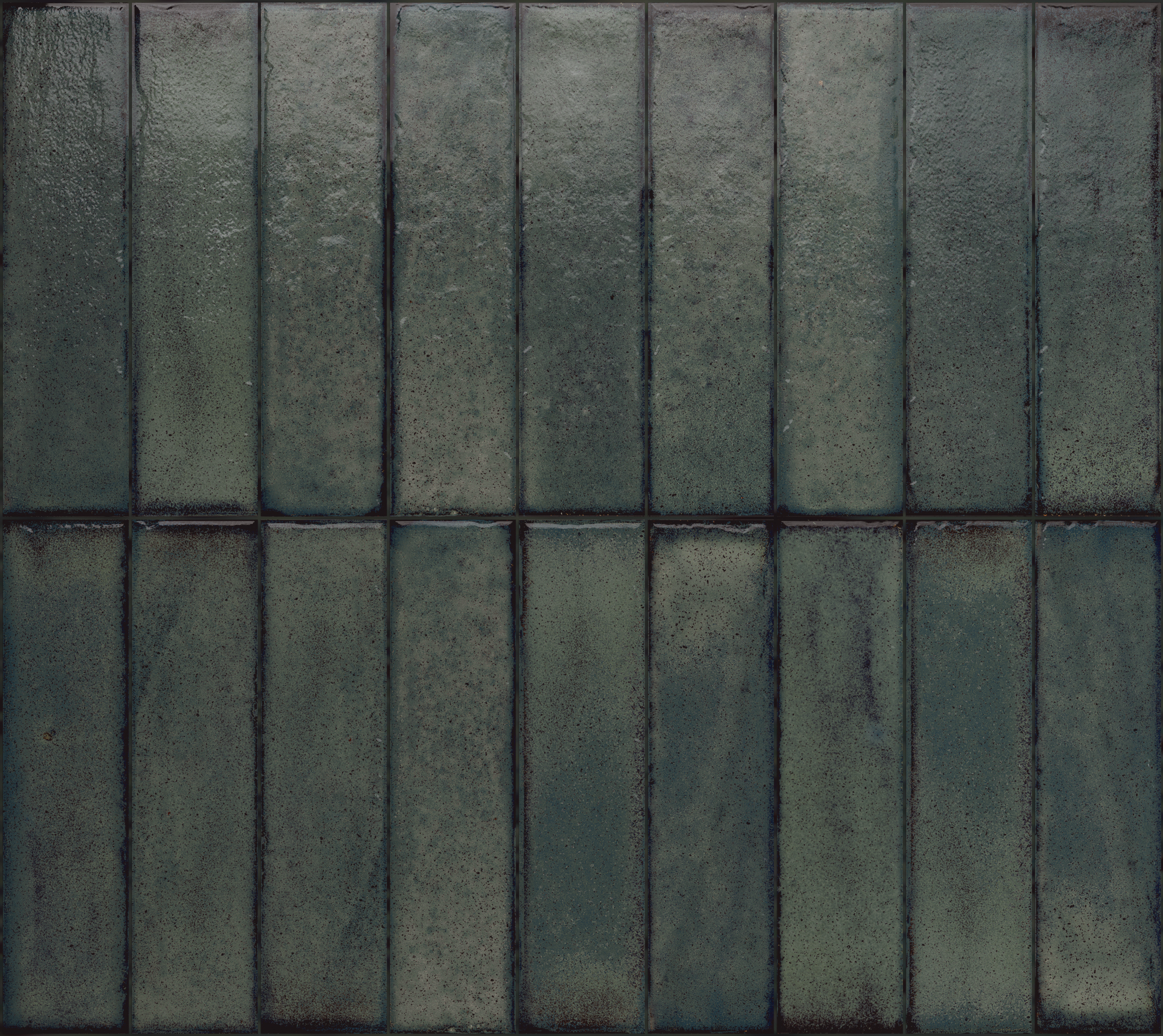 Fliese unregelmäßige Oberfläche 5x20 cm "Tetris Forest" dunkelgrün glänzend