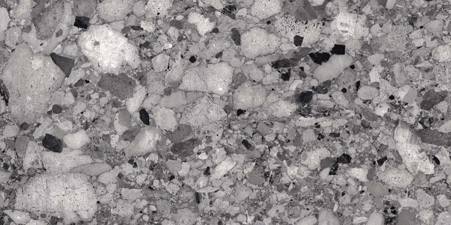 Terrassenplatte Terrazzo-Steinoptik dunkelgrau 60x120 cm "Venistone Dark" Feinsteinzeug 2 cm rektifiziert