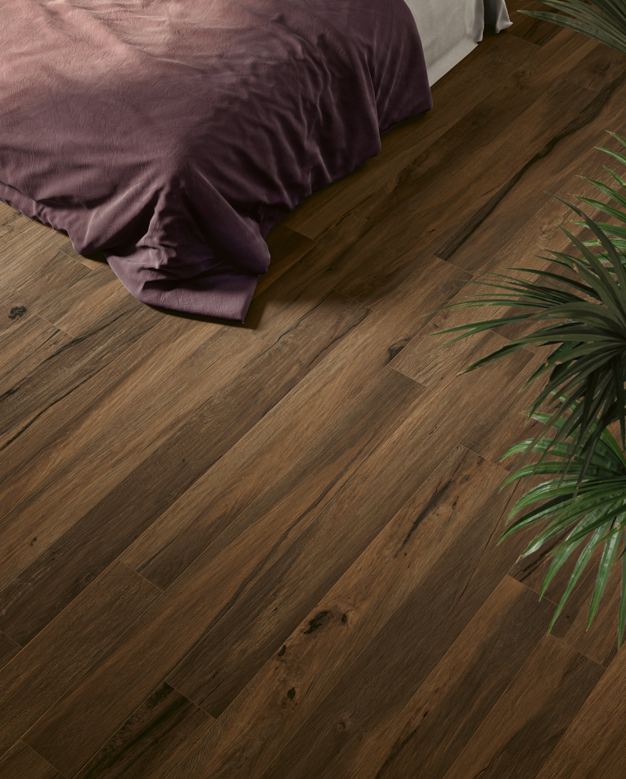 Bodenfliese dunkel Eiche-Holzoptik Serenissima I Lecci Verniciato dunkellbraun Fliese