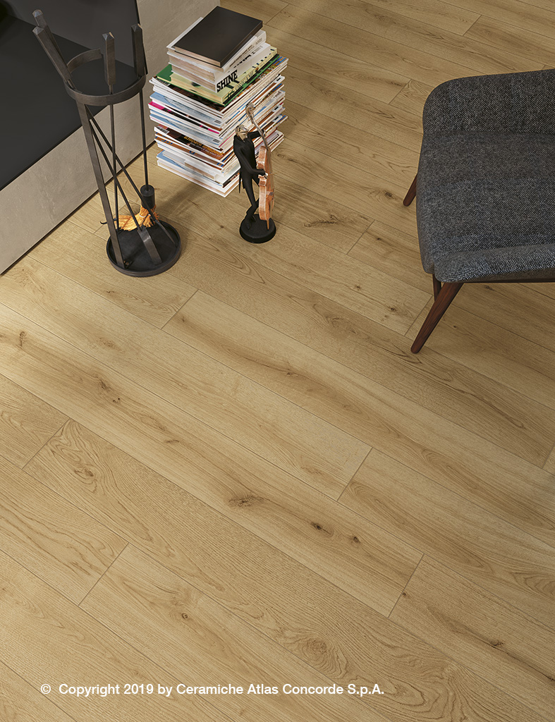 Fliese Holzoptik Eiche hellbraun Exence Almond Atlas Concorde