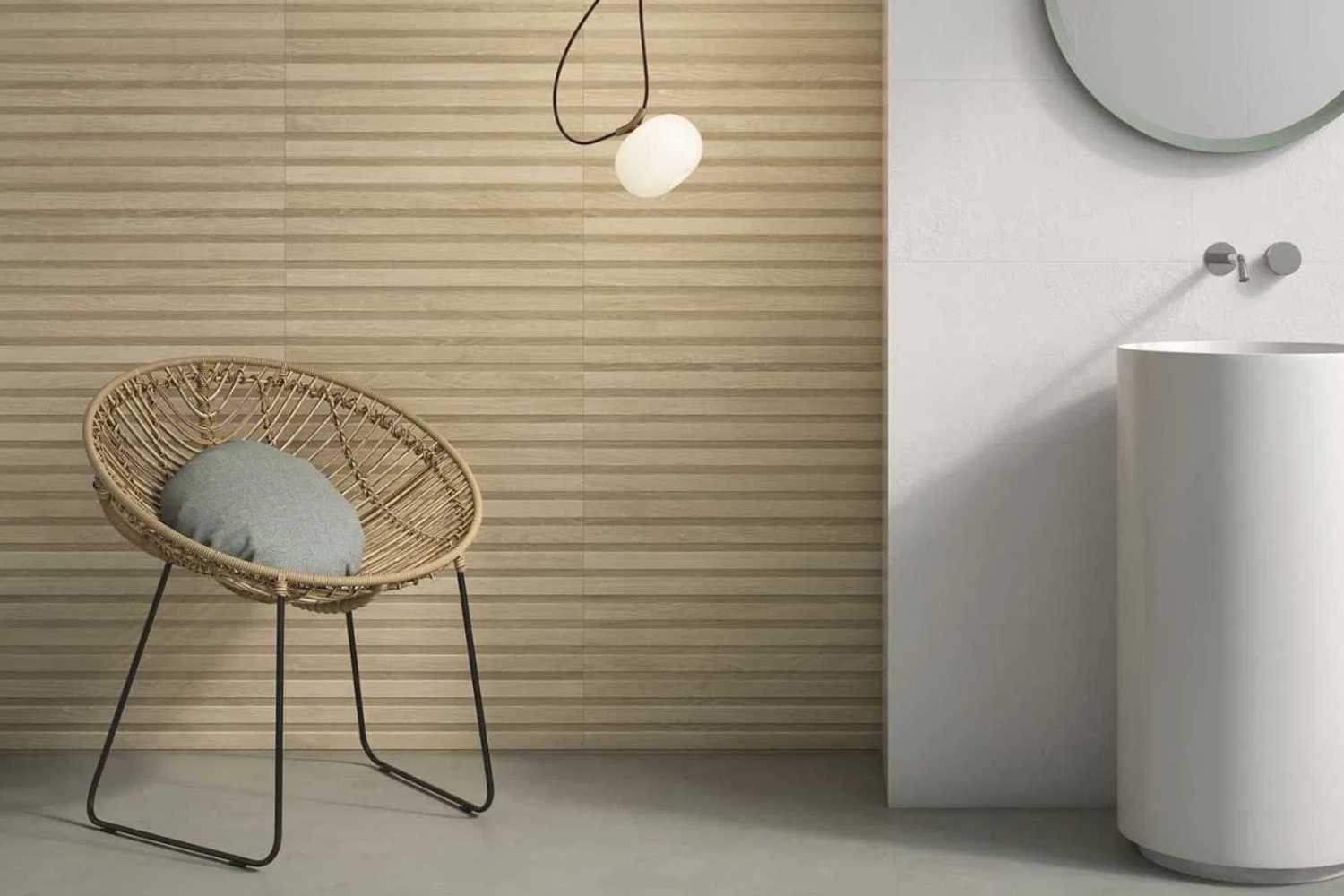 Fliese Akustikpaneel-Optik helle Eiche 31x60 cm "EchoWood" Wandverkleidung