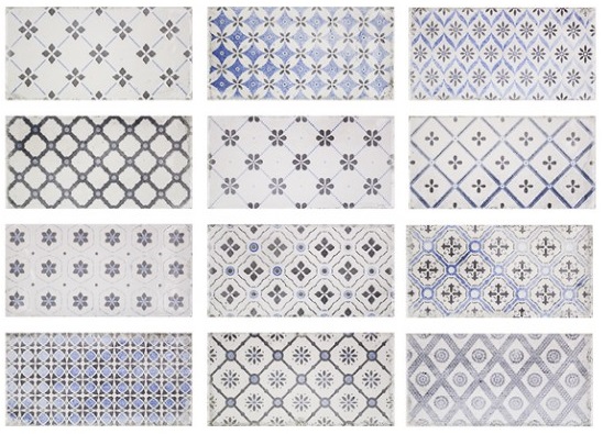 Dekorfliese Mix mediterran Retro Vintage blau glänzend Vita Mare Decor Mix Fabresa