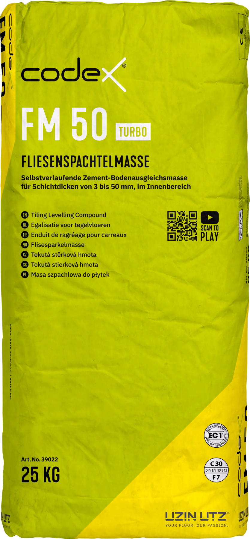 Boden-Ausgleichsmasse "Codex FM 50 Turbo" Spachtelmasse bis 50 mm selbstverlaufend 25 kg