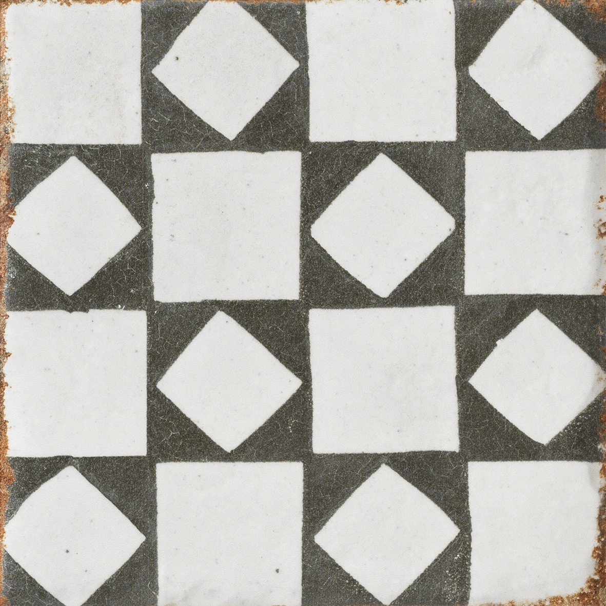 Antike Vintage-Fliese Cotto Del Campiano Decoro Mix Dekorfliese anthrazit altweiß