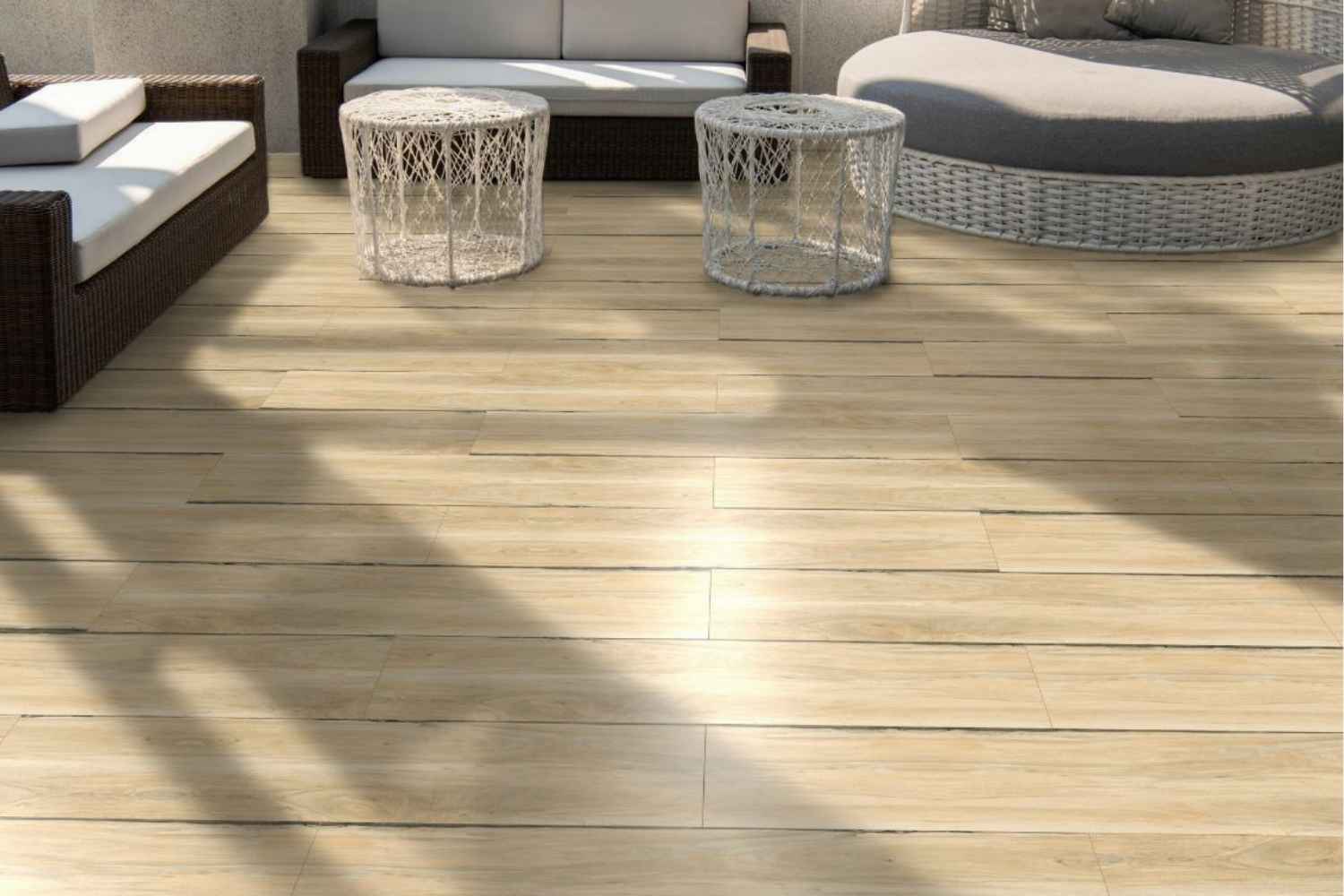 Terrassenplatte Holzoptik Ahorn 40x120 cm "Sherwood Maple" Feinsteinzeug 2 cm rektifiziert