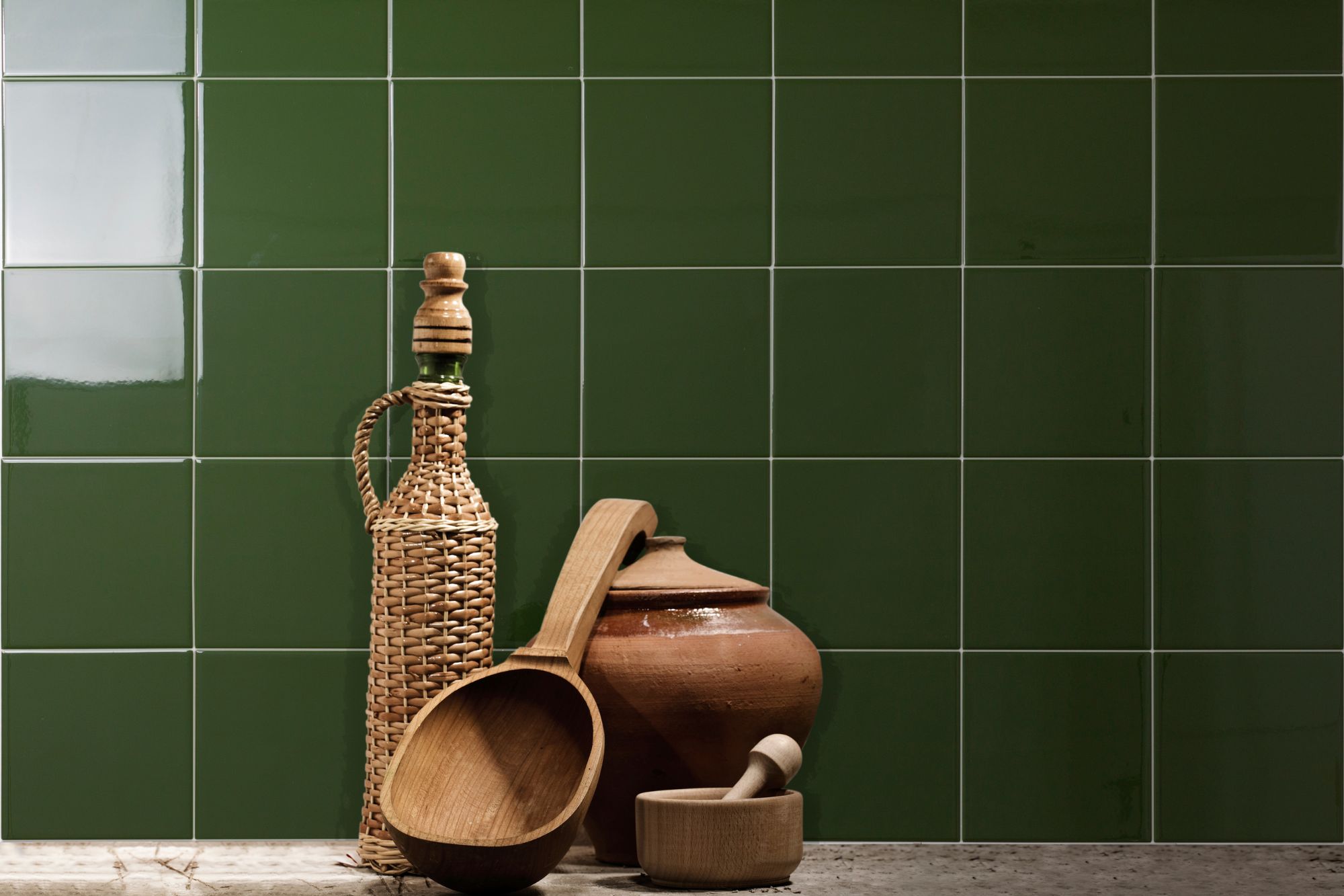 Wandfliese flaschengrün glänzend Unicolor Verde Botella Brillo 15x15