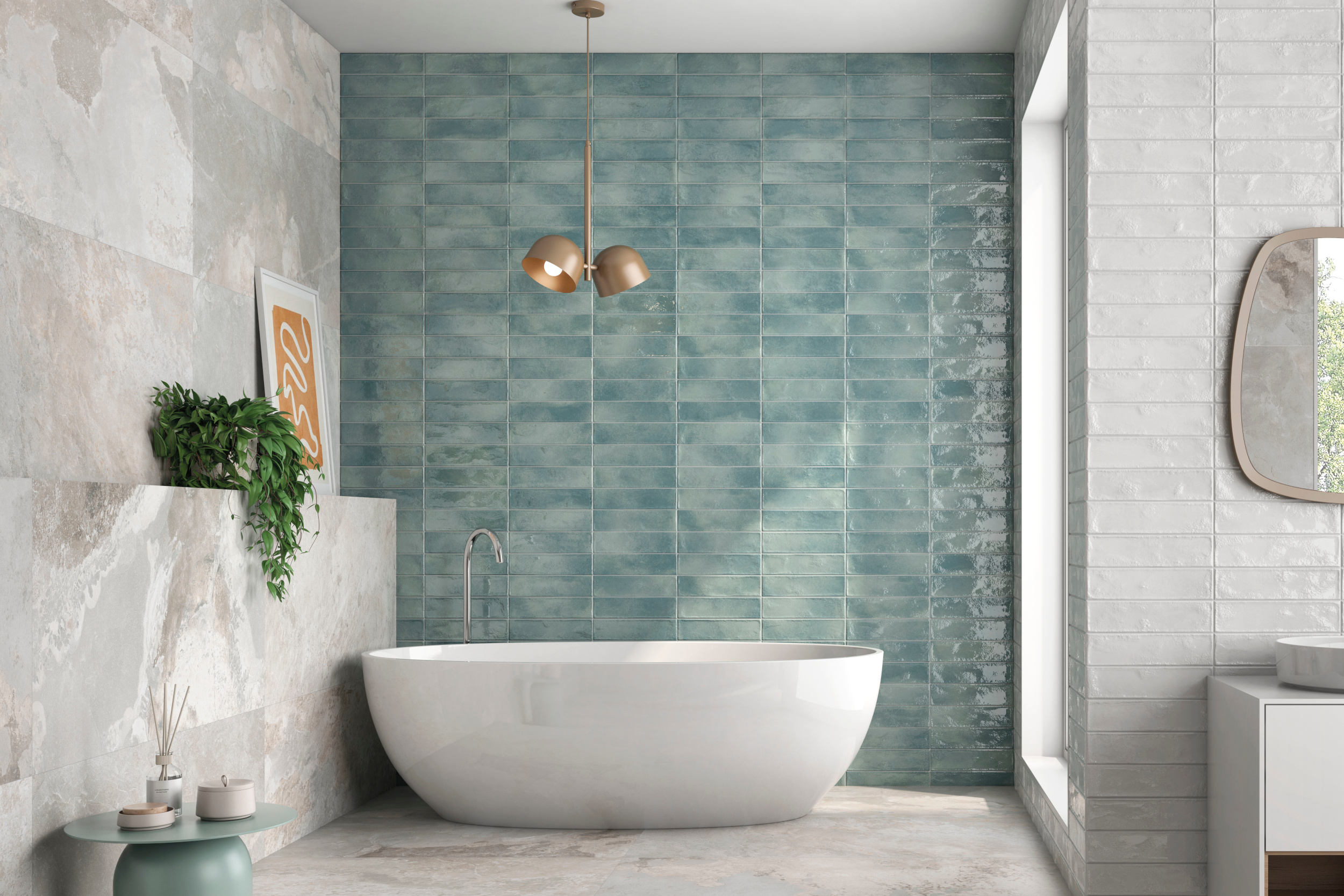 Wandfliesen Metrofliesen Manhattan Aquamarine 31x60 cm blau hellblau türkis Metro-Fliesen im Badezimmer