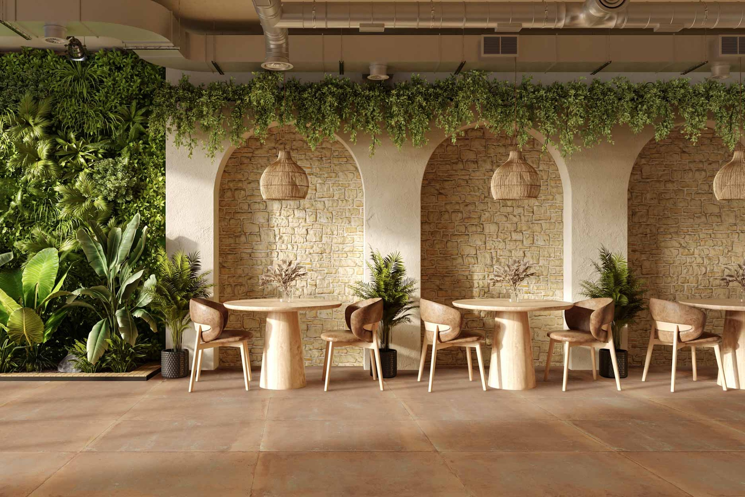 Terrassenplatte Terracotta-Optik Aparici Cotta Rosso Steinoptik rot-braun Ambiente