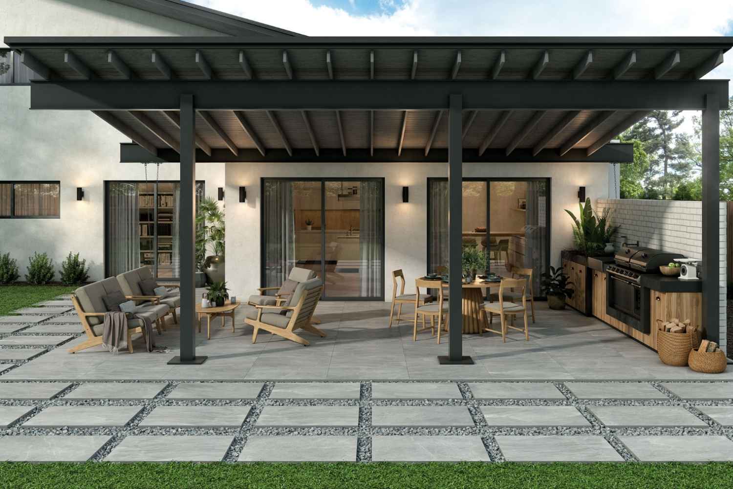 Terrassenplatte Schiefer-Steinoptik grau "Slaterock Grey" Feinsteinzeug 2cm rektifiziert