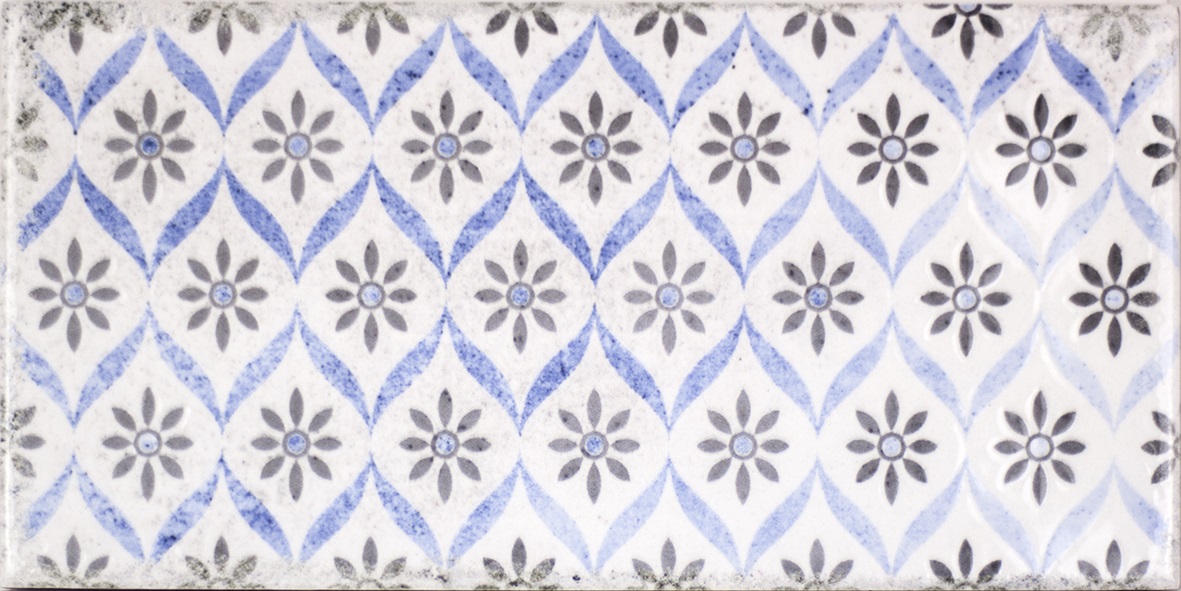 Dekorfliese Mix mediterran Retro Vintage blau glänzend Vita Mare Decor Mix Fabresa