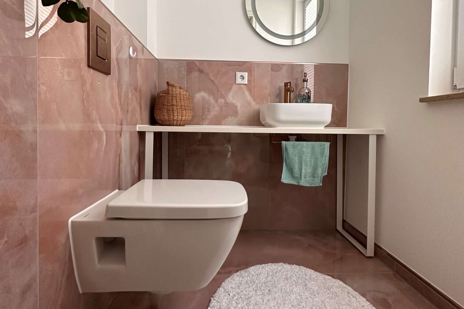 Fliese Marmoroptik rosa glänzend 60x120 cm "Onix Coral" Achatoptik rektifiziert