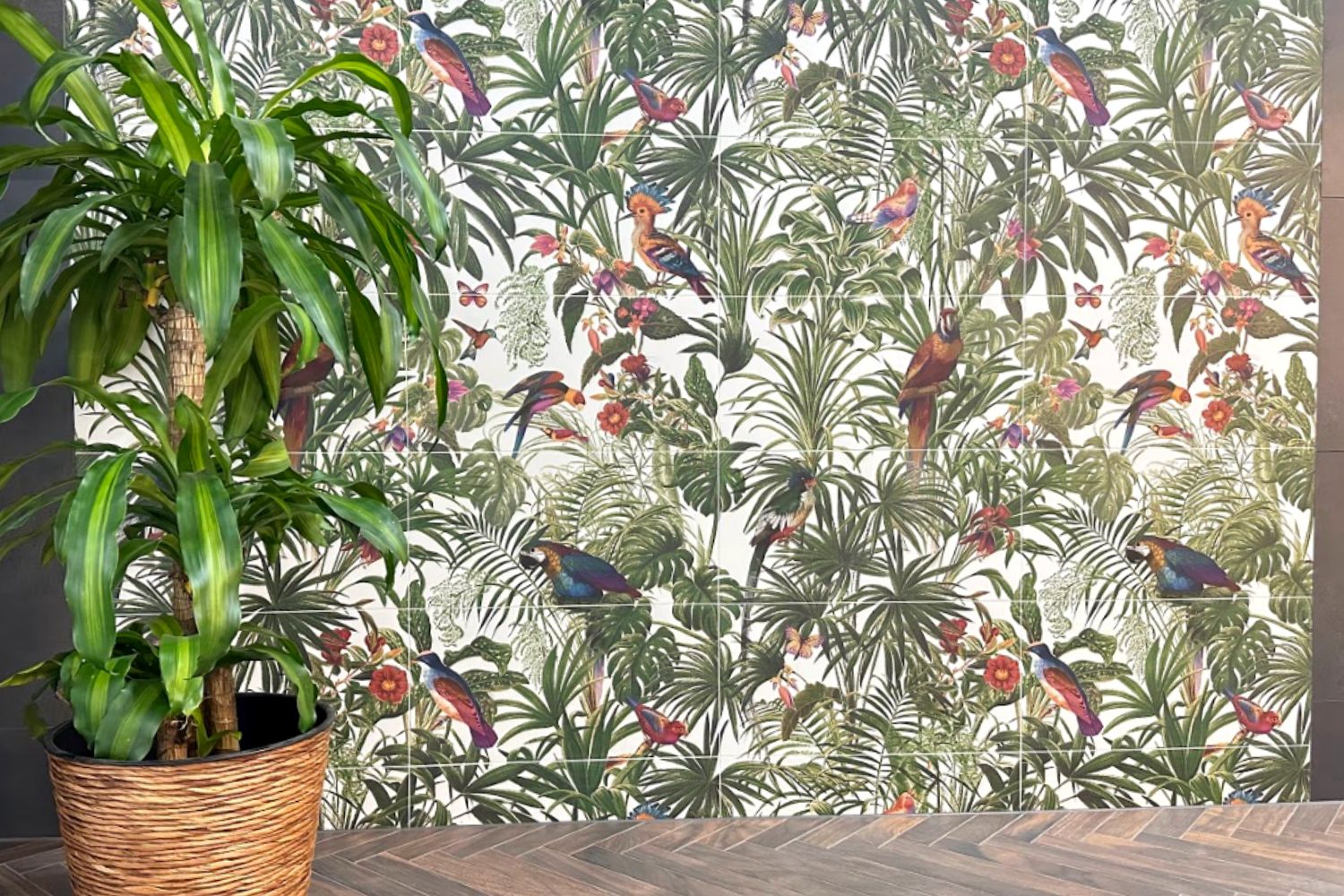 Dekorfliese Urban Jungle Wandbild Dschungel matt "Pantanal" | Set aus 8 Teilen á 30x60 cm