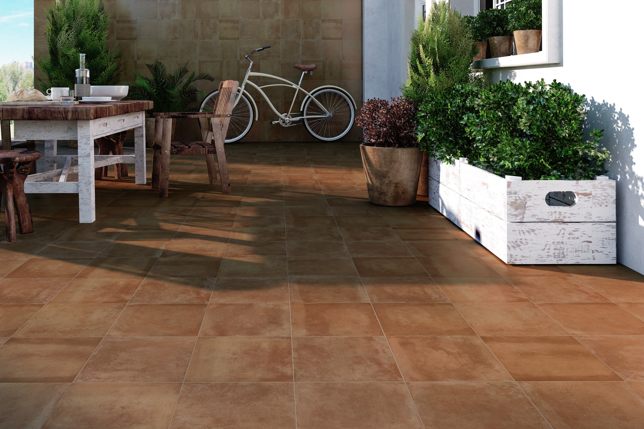 Terracotta-Fliese Steinoptik rotbraun Durango Cotta 33x33 cm Bodenfliesen Terrakotta-Optik