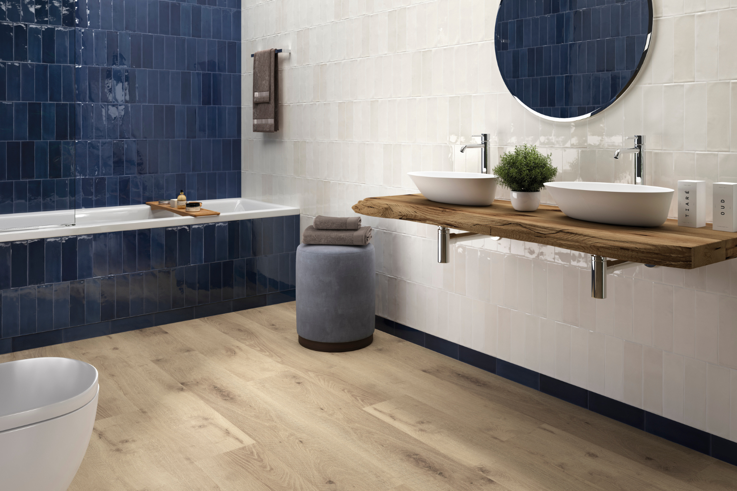 Fliese unregelmäßige Oberfläche 7,5x23 cm "Marrakesh Glow Blanco" weiß glänzend