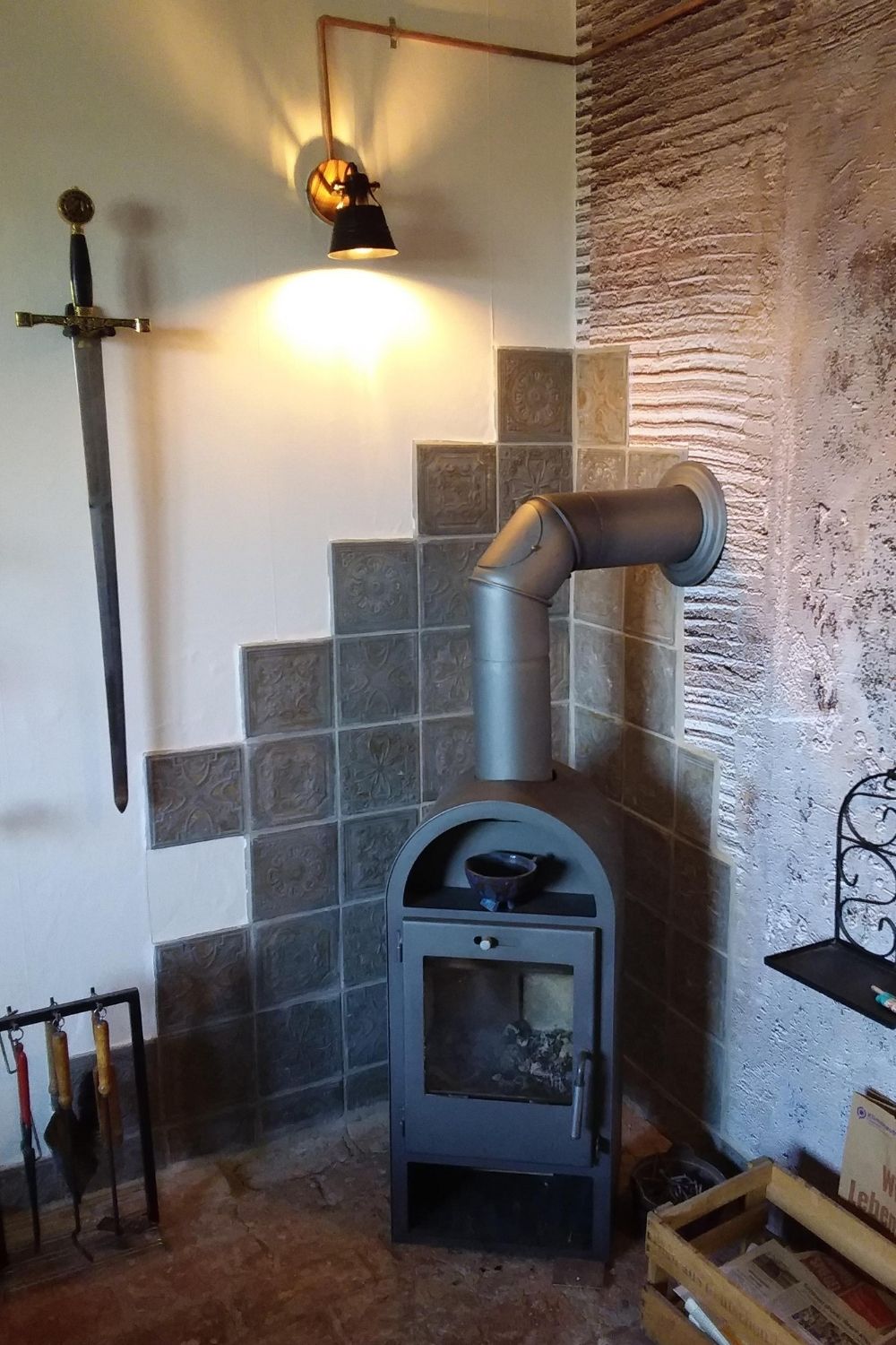 Wandfliese Antik-Optik Kachelofen-Fliese orientalisch Vintage grau Gatsby Charcoal Tin