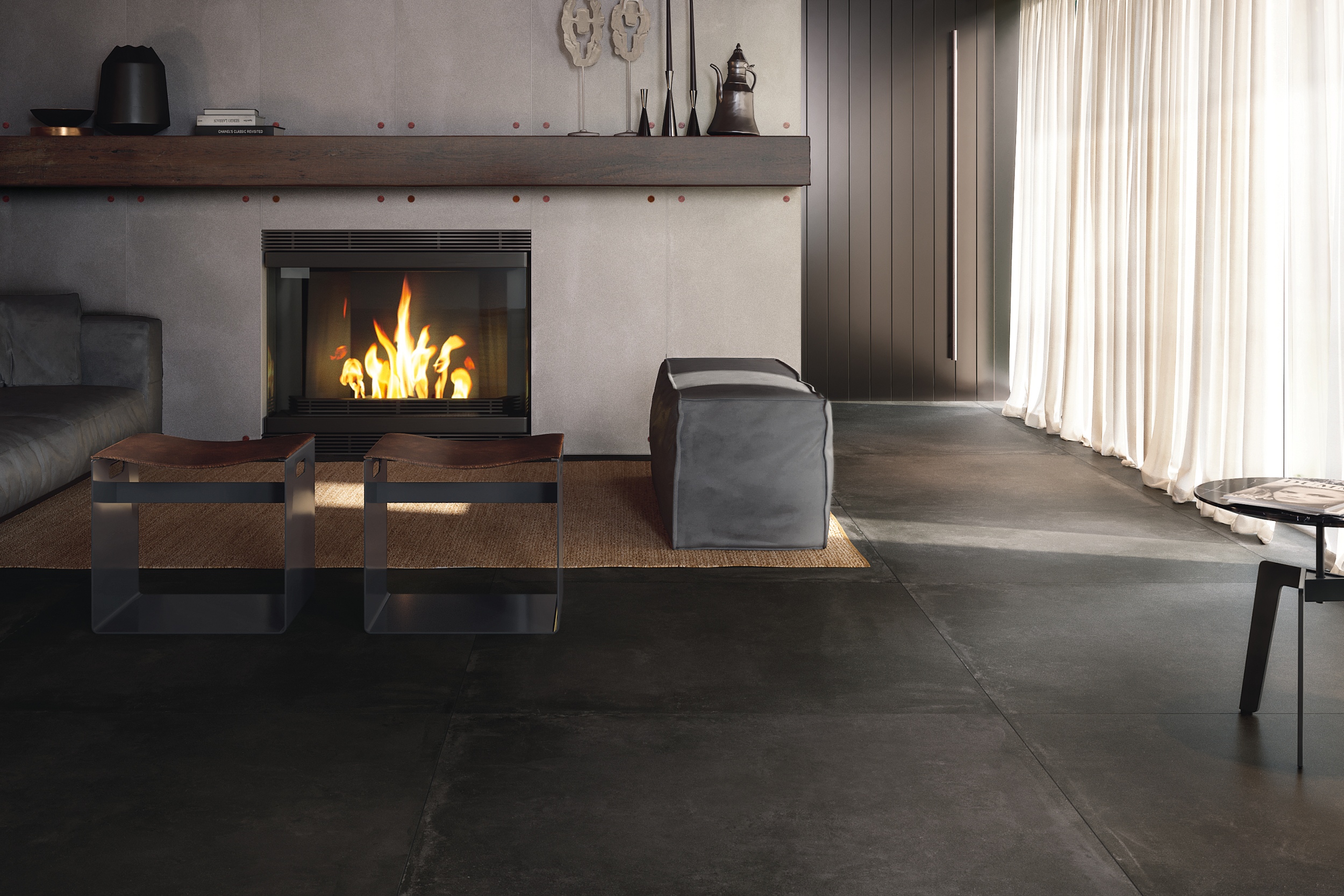 Fliese Betonoptik Imola Azuma Black Bodenfliesen Wandfliesen schwarz