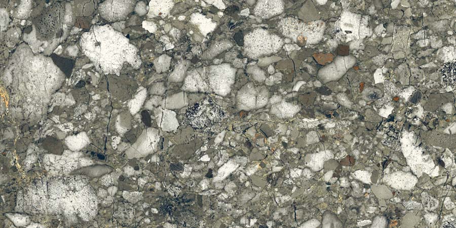 Fliese Terrazzo-Steinoptik grün glänzend 60x120 cm "Veni Emerald" rektifiziert