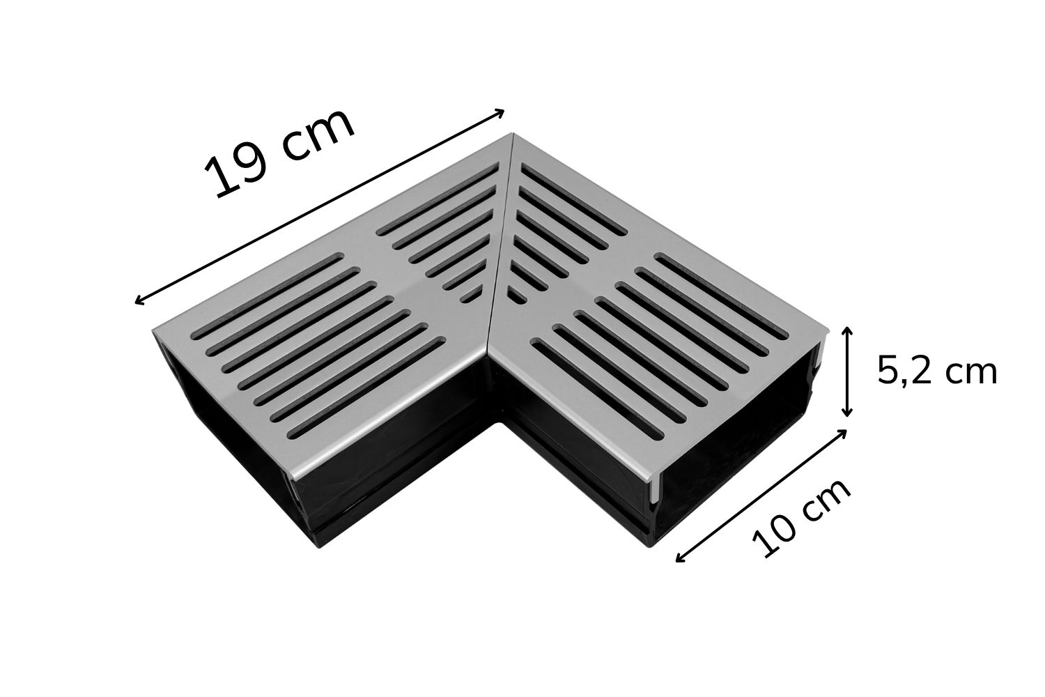 Eckstück für Entwässerungssystem U-Drain Pro silber eloxiert