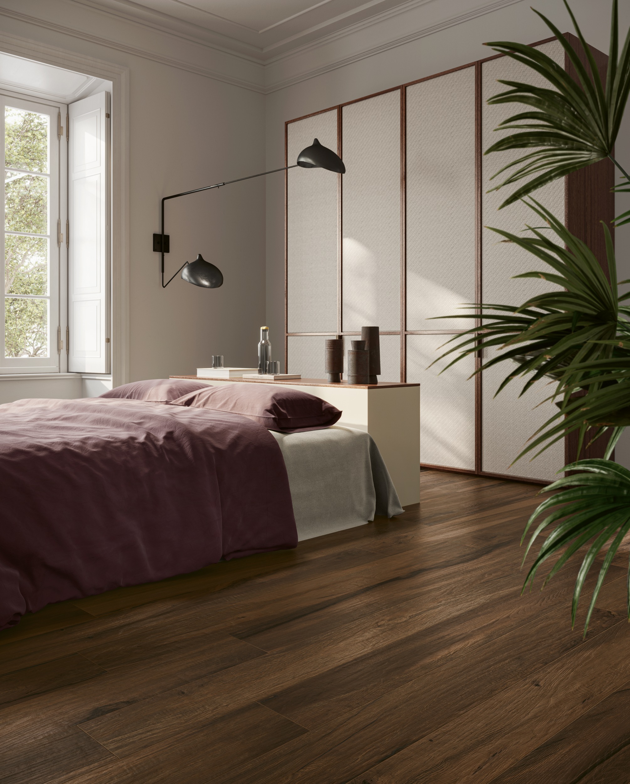 Bodenfliese dunkel Eiche-Holzoptik Serenissima I Lecci Verniciato dunkellbraun Fliese