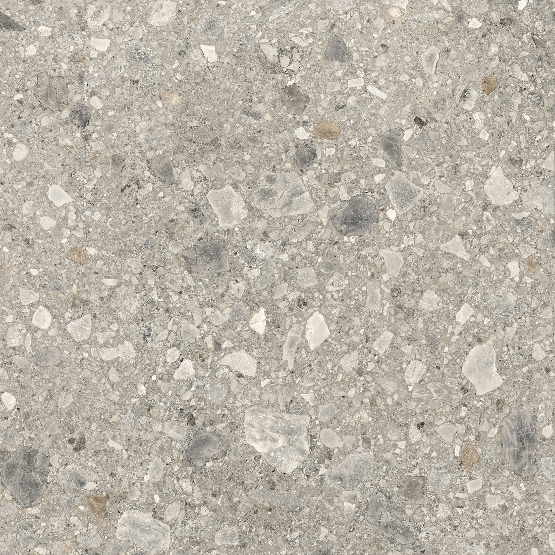 Terrazzo-Fliese beige 120x120 cm "Orobica Beige" ausdrucksstarke Steinoptik rektifiziert