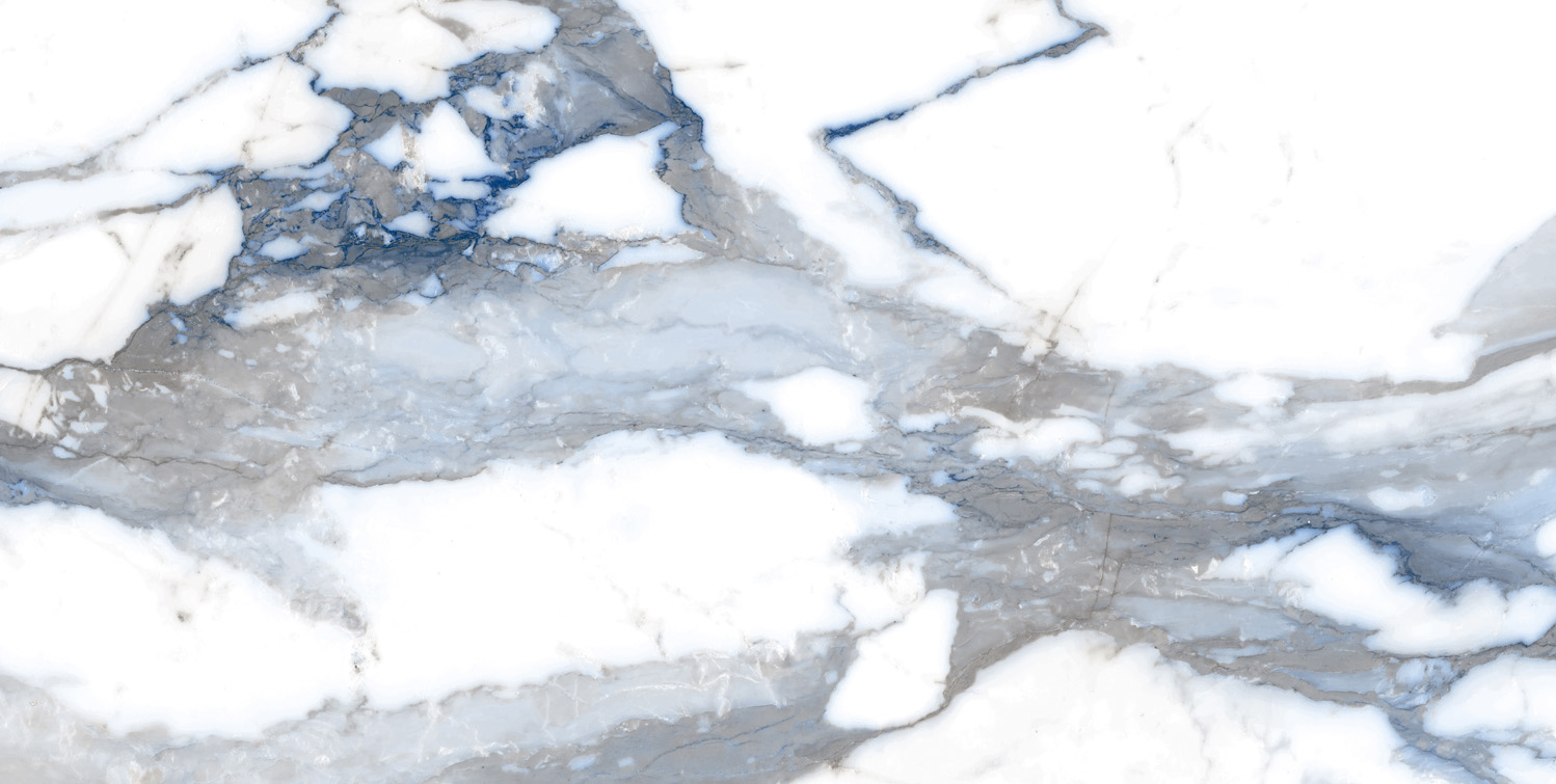 Fliese blau marmoriert Paonazzetto-Marmor-Optik poliert kalibriert Crash Blue